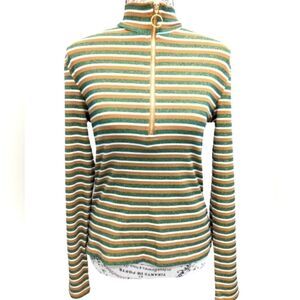 Simons Icône women's 90s striped zipped mock neck top size M